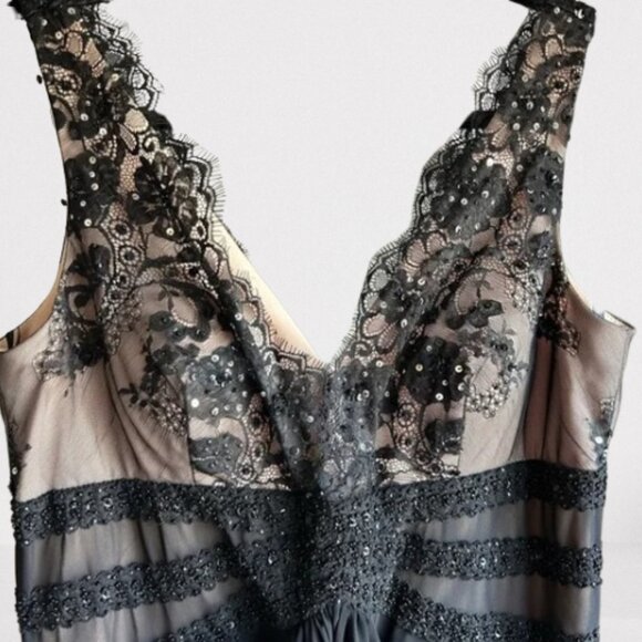 Marina Black Gown with Top Lace Sequins Size 14. Pre-loved. Women's Fashion - Picture 2 of 16
